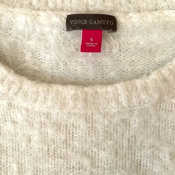 Vince Camuto Eyelash Crewneck Sweater Cream & Grey Size Small - Picture 5 of 8